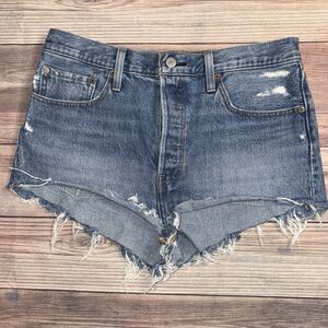 Levi’s 501 Jean Shorts Women’s 31 Button Fly High Rise Distressed Daisy Dukes